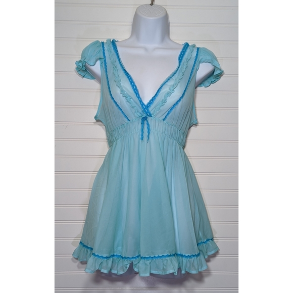 Victoria's Secret Other - VS Victoria's Secret Sexy Little Things Blue Baby Doll Nylon Teddy // Size Small